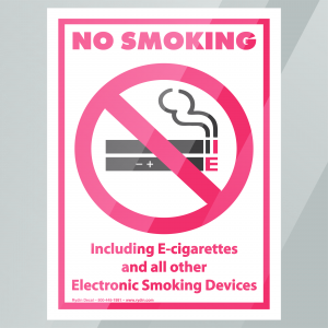 Stock No Smoking Including E-Cigarerettes and All Other Electronic Smoking Devices Decal Inside Window