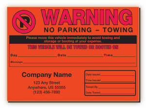 Fluorescent Red Warning Tow Decal