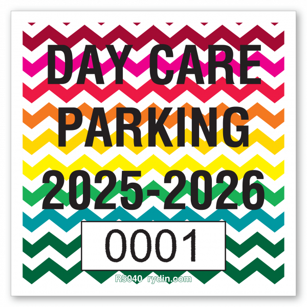 Multi-Colored Chevron Background Design Decal with Large Sequential Numbering