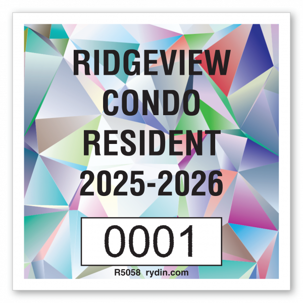 Multi-Colored Kaleidoscope Decal with Large Sequential Numbering