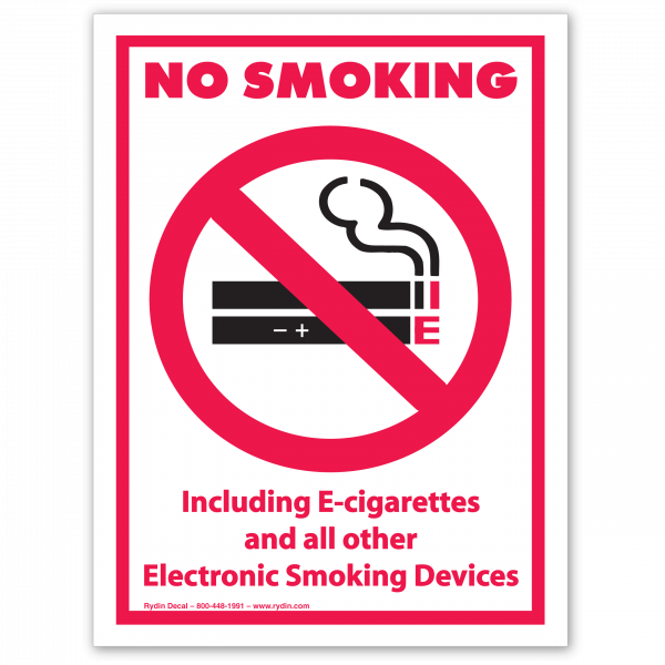Stock No Smoking Including E-Cigarerettes and All Other Electronic Smoking Devices Decal