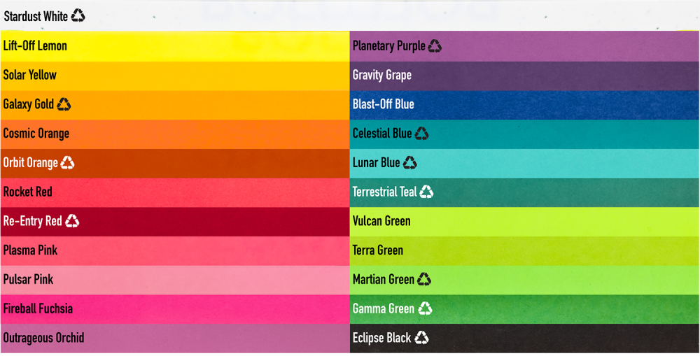 Astrobright Color Chart