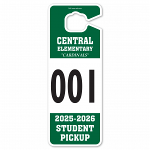 Jumbo Vertical Student Pickup Hang Tag with Large Number Display