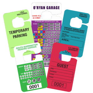 selection of temporary parking permits including paper parking permits and scratch-off parking permits