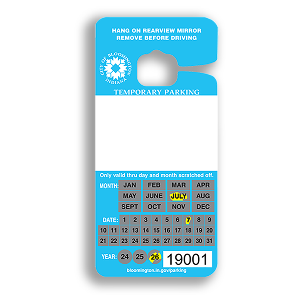 Scratch-Off Parking Permit Hang Tag