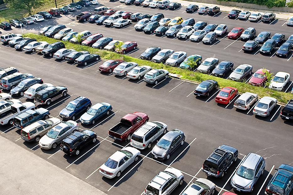 Parking lot full of cars in parking industry acronyms blog