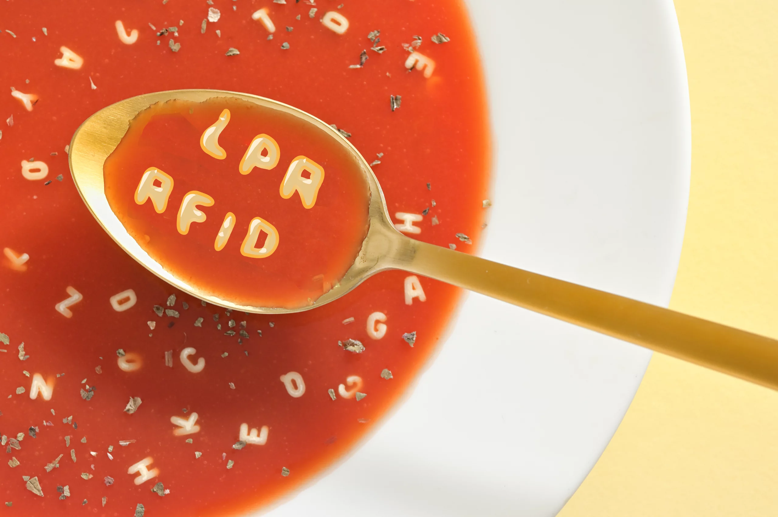 Parking Industry Acronyms shown in alphabet soup on a spoon
