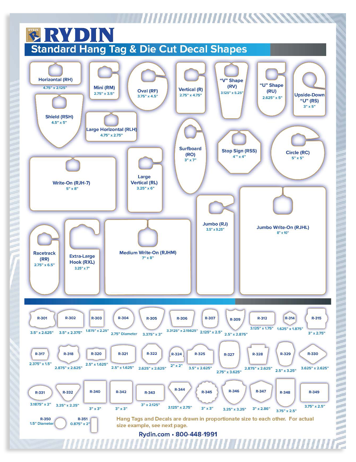 Rydin Standard Hang Tag and Die Cut Decal Outlines