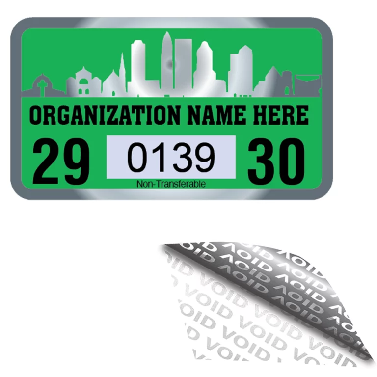Parking Permit Decal with Tamper- Evidence Silver Void Polyester Material