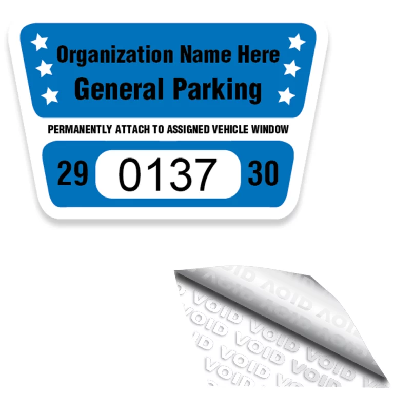 Parking Permit Decal with Tamper- Evidence White Polyester Void Material