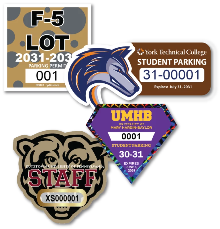 group of decals for a campus parking permit program