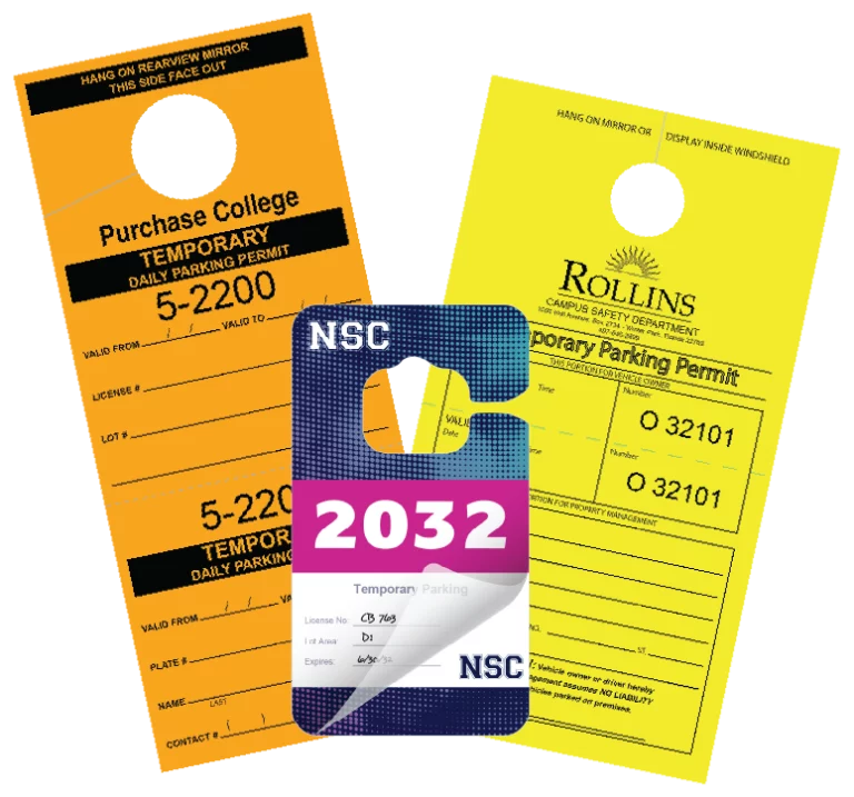 group of temporary hang tags for a campus parking permit program