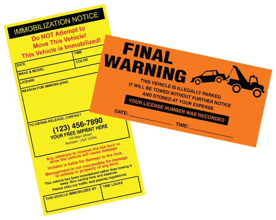 group of enforcement label decals for a campus parking permit program