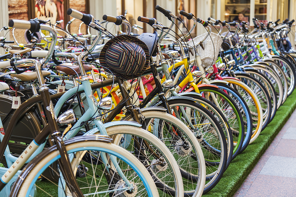 row of e-bikes with e-bike permits