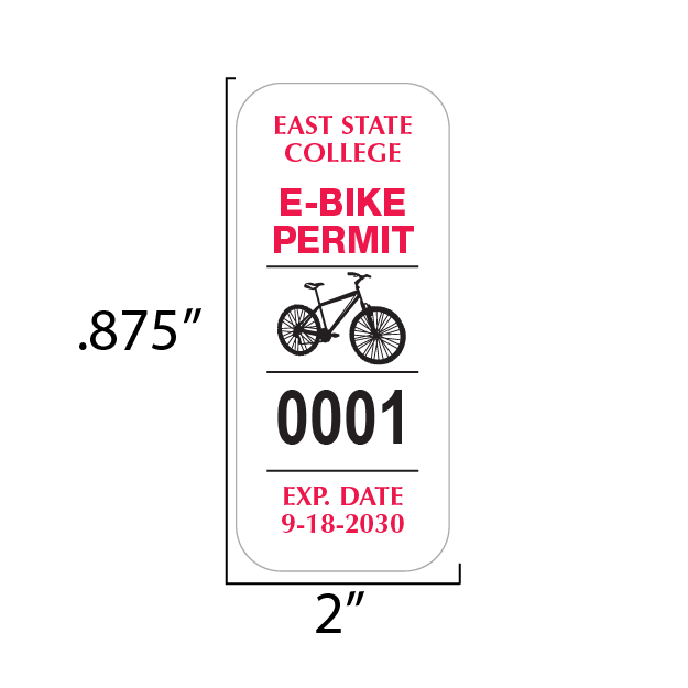 Rydin e-bike permit decal standard size
